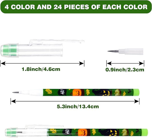 Kolewo4ever 96 Pieces Halloween Pencils Translucent Pencil Pop Up Stackable Plastic Pencils Multipoint Non Sharpening Pencil for Halloween Party Supplies