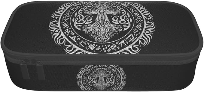 Celtic Sacred Tree Life Totem Viking Goddess Large Pencil Case With Zipper Compartments Stationery Pencil Bag For Kids Teens Students School Supplies