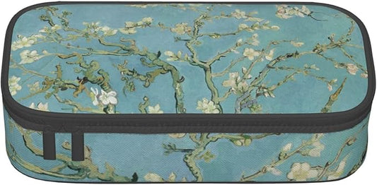 Van Gogh Almond Blossoms Large Pencil Case With Zipper Compartments Stationery Pencil Bag For Kids Teens Students School Supplies