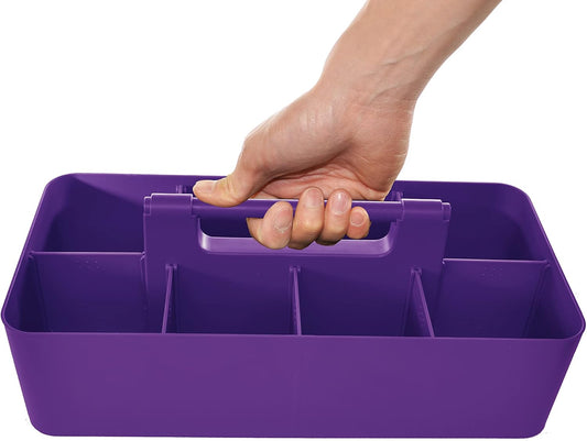 -Large Portable Caddy, DIY Dividers, 8 Compartments, School Office Supplies Home Business Portable Basket with Handle Storage Made in USA (3 PACK, Royal Purple/Lavender/Pink)