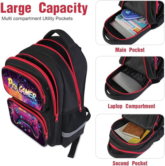 Kids Backpack for School - 17 Inch 3D Reflective Cartoon Bookbag with Dual Zippers, Ergonomic Design for Boys & Girls Ages 6-18 | Durable 600D Polyester Children's Backpack
