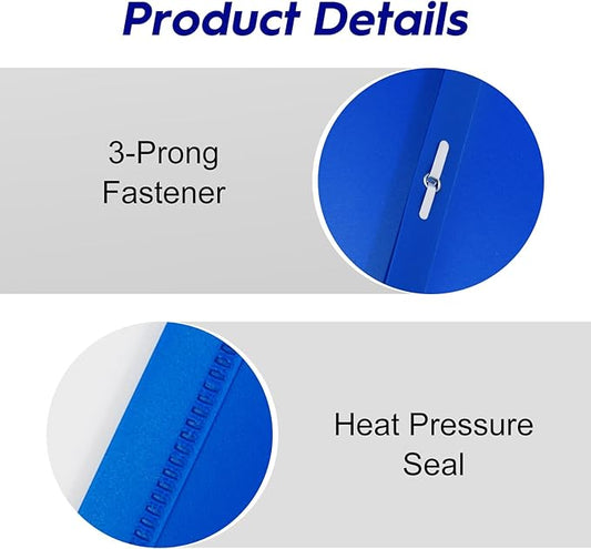 2-Pocket Folders with 3 Prongs,60-Pack Plastic Folders with Pockets and Prong Holds Letter Size Paper, Plastic Pockets Folder for School, Office and Home, Blue