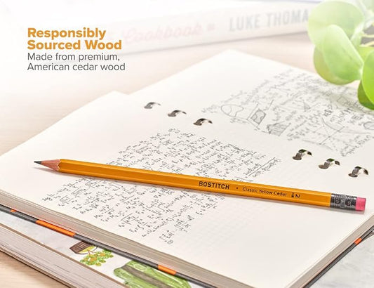 Bostitch Office Premium #2 Pencils, American Cedar Wood, Pre-Sharpened, HB Graphite, 12-Pack