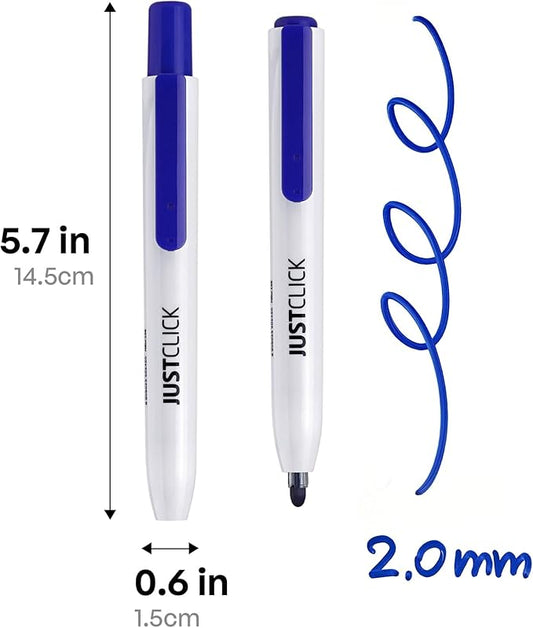 carrotez Retractable Dry Erase Markers, Click Dry Erase Whiteboard Markers, Bullet Tip, Thin Barrel, 12 Count, Blue