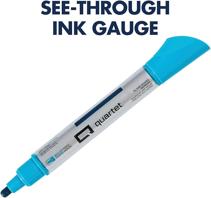 Quartet Glass Board Dry Erase Markers, Premium, Bullet Tip, Assorted Colors, 6 Pack (79556)