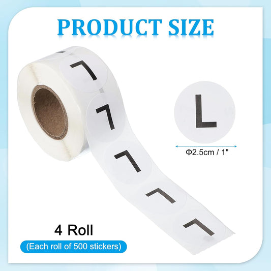 PATIKIL 1" Letter L Stickers, 4 Rolls Self-Adhesive Alphabet Round Circle Dots Labels for Organization Storage Inventory Boxes Scrapbook Craft 2000 Pcs Total