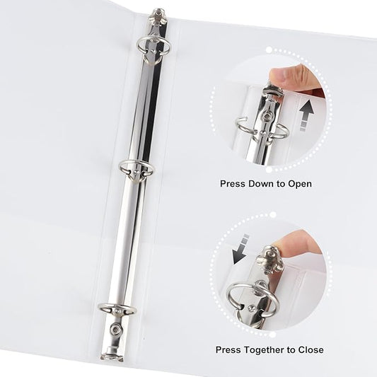 0.5-inch Round Ring Binder, Durable 1/2'' 3 Ring Binder Fit Letter Size Paper, Presentation View Binders, White,12-Pack