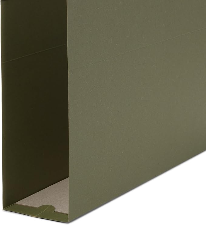 25 Blue Summit Supplies Legal Size Hanging File Folders with 3" Expansion, Standard Green Expandable Hanging File Folders, 25 Plastic Tabs and Inserts, Durable 12pt Paper