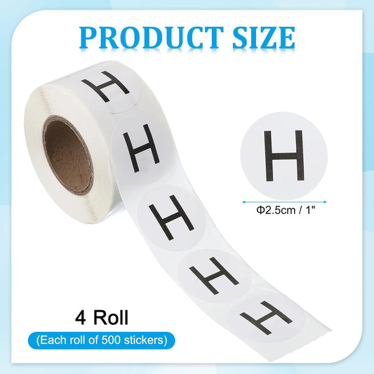 PATIKIL 1" Letter H Stickers, 4 Rolls Self-Adhesive Alphabet Round Circle Dots Labels for Organization Storage Inventory Boxes Scrapbook Craft 2000 Pcs Total