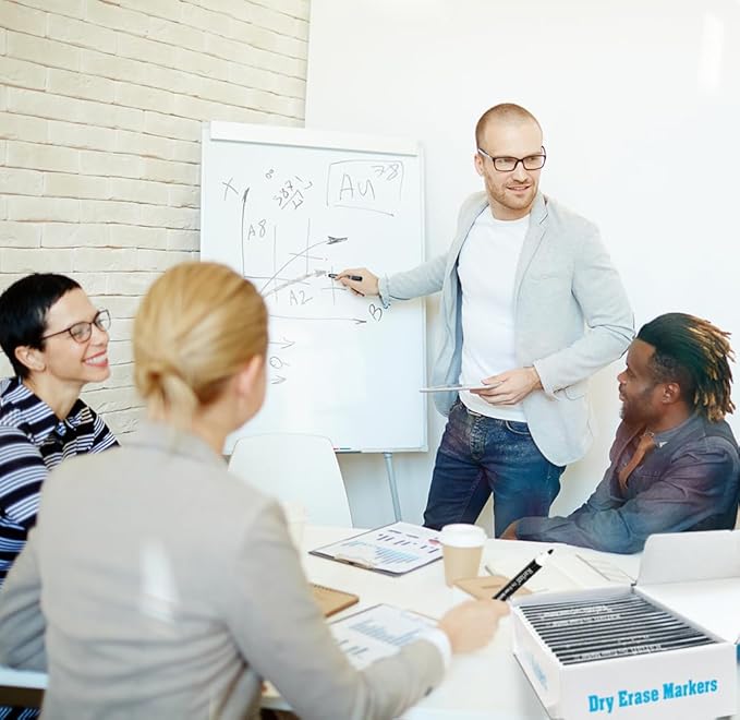 Dry Erase Markers Bulk, Chisel Tip, Black, Whiteboard Markers, 72 Count Bulk Pack