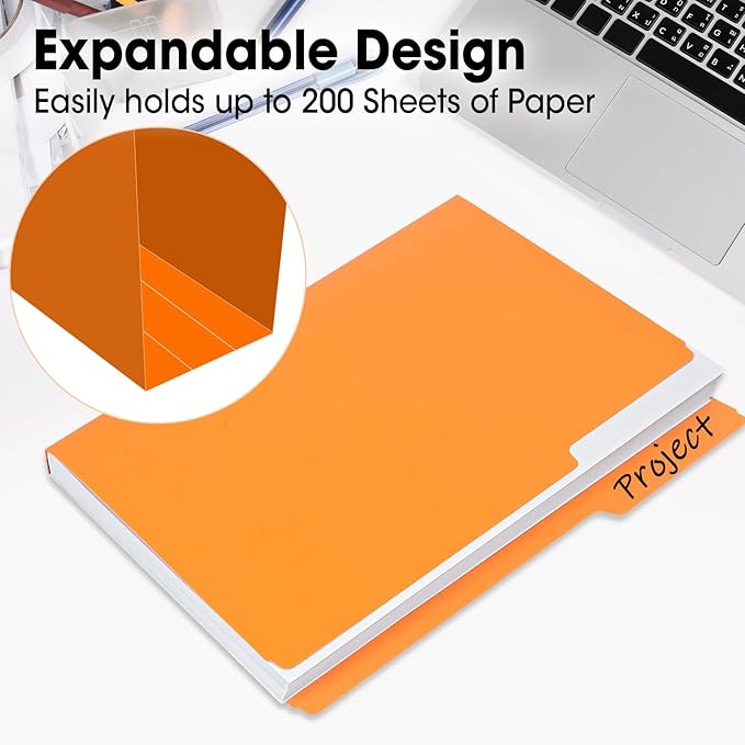 32 Pack Colored File Folders 8.5 x 11 Inch, 1/3 Cut Tab File Folders Letter Size, Assorted 8 Colors Filing Folder for Office School Business