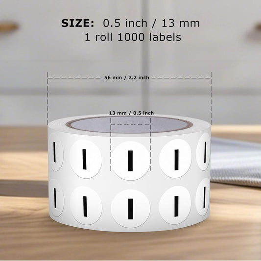 Letter I Round Labels 0.5 Inch Vinyl Circle Capital Alphabet Stickers Self-Adhesive Removable Waterproof Dots Tags for Home Office Inventory 1000 PCS