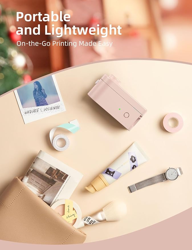 Makeid Label Maker Machine with Tape - Compatible with 9/12/16mm Waterproof Tape, Portable & Rechargeable Label Makers with Built-in Cutter Wireless Label Printer Compatible with Android & iOS Devices