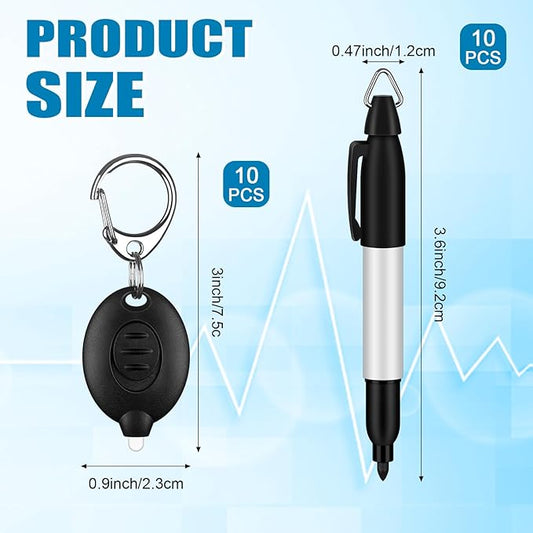 20Pcs Mini Flashlight Keychain Permanent Marker Keychain Mini Keychain Flashlights & Permanent Marking Pens LED Keychain Flashlight Mini LED Keychain Light Black Marker Pens
