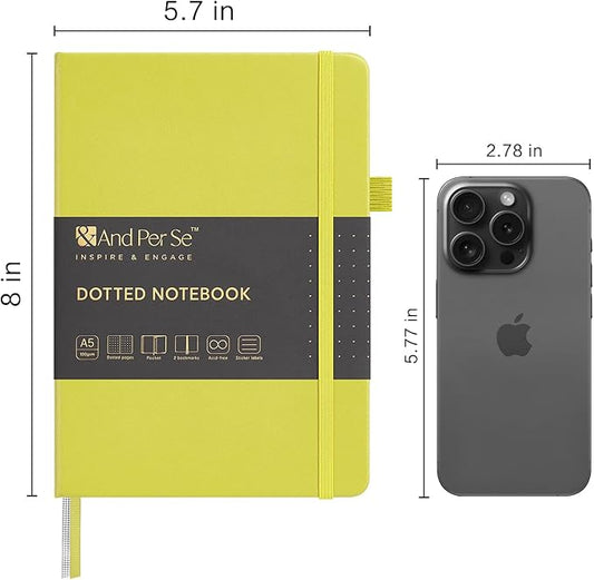 &And Per Se Dotted Journal Notebook, A5 Hardcover Bullet Dotted Journal, 160 Pages 100 gsm Thick Dotted Paper, 3 Sheets of Stickers Included - 5.7'' x 8''(Emerald)