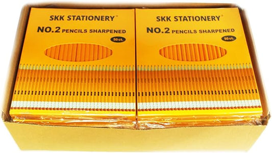 SKKSTATIONERY 600Pcs 2 HB Pencils Pre-sharpened pencils Set, Woodcase Lead Pencils Sharpened for Back to School Teacher Supplies, Writing, Drawing and Sketching 50 Pcs*12 Boxes
