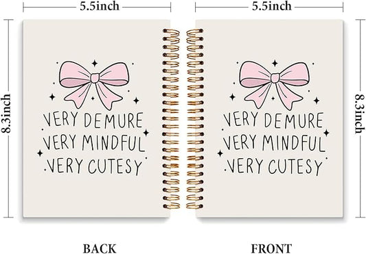 JXREQ Trendy Pink Bow Notebook, Coquette Girly Bow Journal Notebook, Very Demure Mindful Cutesy Journal for Women, Coquette Office Supplies, Preppy Girly Spiral Notebooks 5.5x8.3