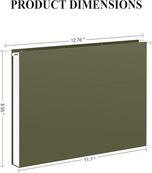 ViVin Hanging File Folders, 1/5-Cut Adjustable Tabs with 48 Per Box, 48 Pack Letter Size Hanging File Folders, Designed for Office Home School Filing Cabinet(Green)