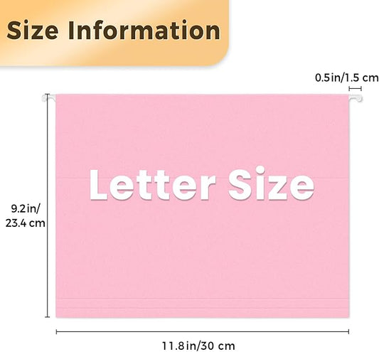 SUNEE 25 Pack Hanging File Folders, Bright Folders, Hanging File Folders Letter Size with 1/5-cut Tabs, Stay Organized for Your Home and Office Bulk File and Documents