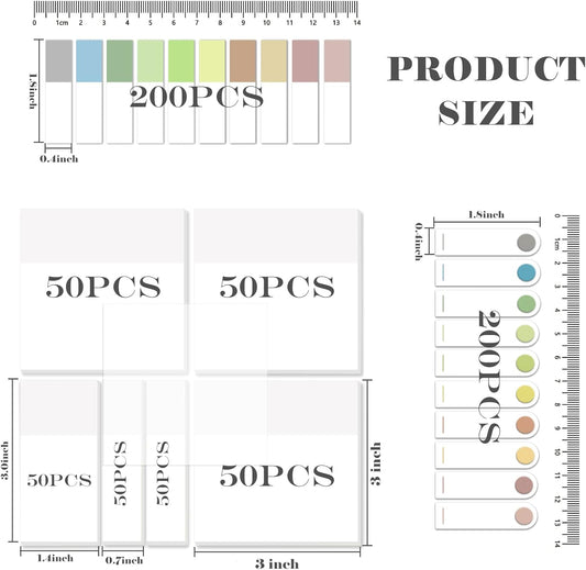 BAYTORY 700 Sheets Transparent Sticky Notes, Clear White Waterproof 3 x 3 inch See Through Memo Pad, Self-Adhesive Translucent Writable Index Tabs for Annotating Book, Office & School Study Supplies