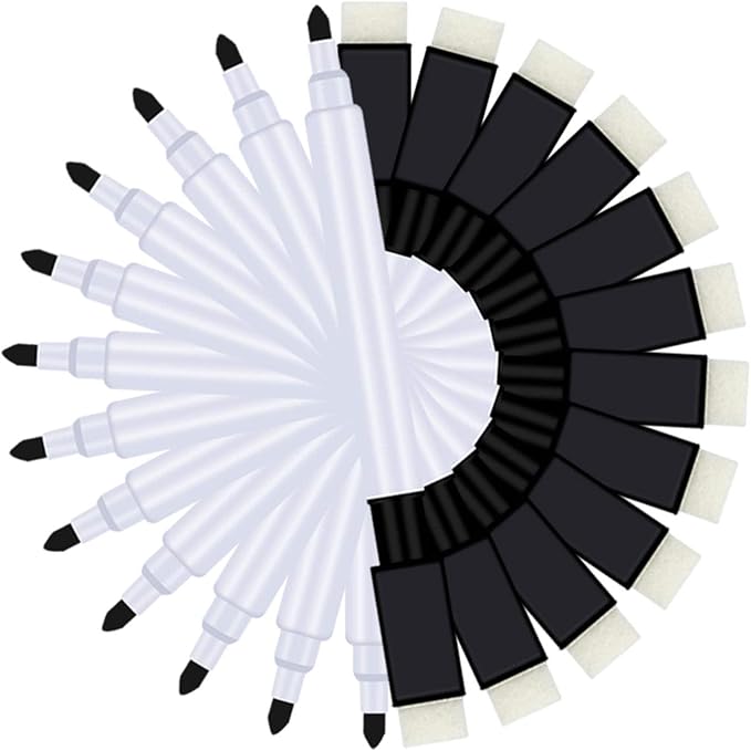 Abaokai Magnetic Dry Erase Markers 96 Pack Whiteboard Erase Markers with Erasers Cap for Whiteboard, Dry-Erase Boards, School, Office and Home, Black