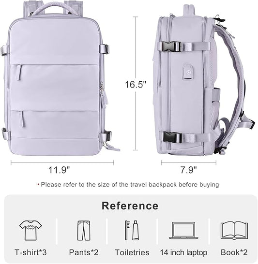 Carry On Backpack Personal Item Travel Backpack For Women Airline/Flight Approved Waterproof Sports Luggage Casual Daypack Small Hiking Backpack Purple