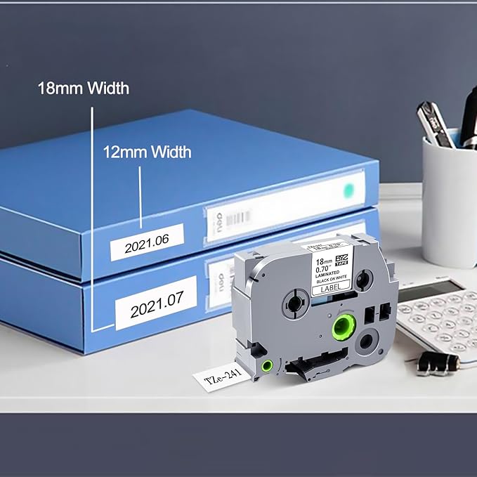 TZe-241 Label Tape 18mm Replacement for Brother P Touch TZe 18mm 0.7 Laminated White TZe241 Label Maker Tape Work for Brother PTD600 PTD400AD PT-P710BT, 3/4 Inch 26.2 Feet(8m), 4-Pack