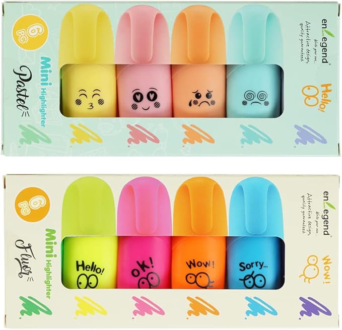 12 pieces Assorted Colors Aesthetic Highlighters Chisel Tip Kawaii Stuff Gift Mini Highlighters Pen