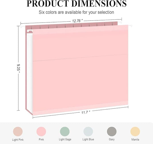 ViVin Hanging File Folders, 1/5-Cut Adjustable Tabs with 24 Per Box, 2 Inch Expansion, 24 Pack Letter Size Hanging File Folders, Designed for Office Home School Filing Cabinet(Assorted)