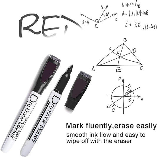 Volcanics Magnetic Dry Erase Markers With Eraser Low Odor Fine Tip Whiteboard Markers White Board Pens for Office Home and School, Pack of 90, Black