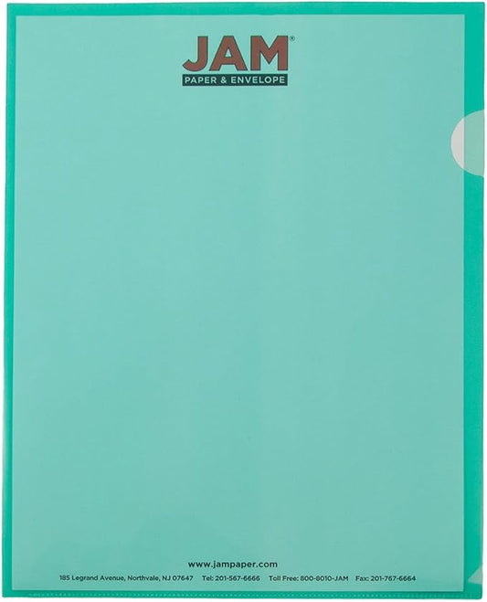 JAM PAPER Plastic Sleeves - Letter Size - 9 x 11 1/2 - Green Project Pockets - 120 Bulk Page Protectors/Pack