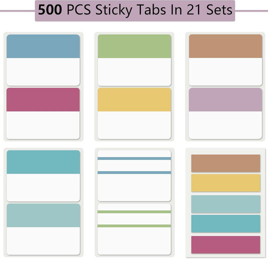 ELII 500 PCS Sticky Index Tabs 2 Inch Book Tabs,Clear Sticky Notes for Pages Notebooks File Tabs Self Adhesive