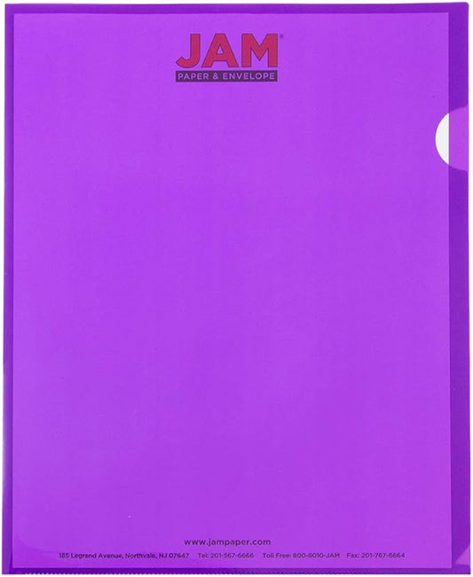 JAM PAPER Plastic Sleeves - Letter Size - 9 x 11 1/2 - Purple Project Pockets - 120 Bulk Page Protectors/Pack