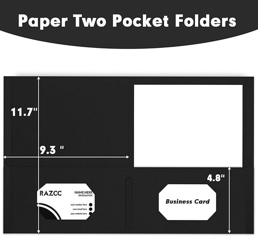 Two Pocket Folders, 75 Pack, Letter Size, Black