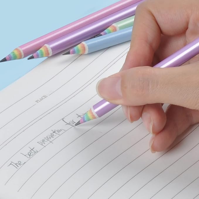 ECOTREE Pre-Sharpened Pencils #2 Cute Number 2 Pencil with Erasers for Kids Eco Rainbow Paper Pencil for School, Writing, 24 Count