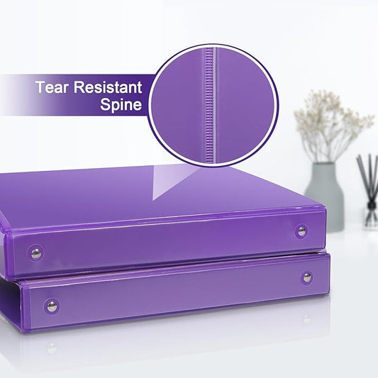 COMIX 3 Ring Binder 1 inch with Clear View Cover, 1" View Binder Holds 200 Sheets of US Letter Size Paper, 6 Pack (Purple)