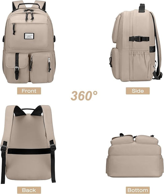 School Laptop Backpack for Girls Bookbag: Large Capacity Elementary Middle High School Book Bag 15.6 Inch Casual College Backpacks Waterproof Travel Back Pack Student Bookbags for Teen Kids Boys Women