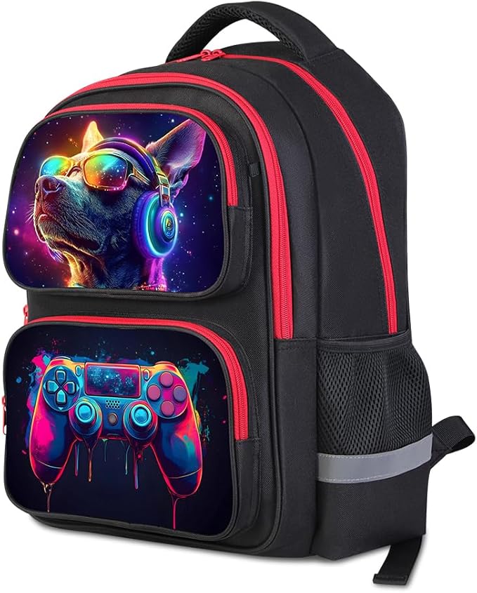 Kids Backpack for School - 17 Inch 3D Reflective Cartoon Bookbag with Dual Zippers, Ergonomic Design for Boys & Girls Ages 6-18 | Durable 600D Polyester Children's Backpack