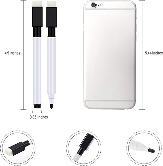 Abaokai Magnetic Dry Erase Markers 16 Pack Whiteboard Erase Markers with Erasers Cap for Whiteboard, Dry-Erase Boards, School, Office and Home (16 Pack/Black)