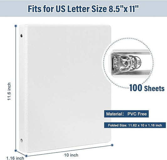 0.5-Inch 3-Ring-Binder with Pockets, 1/2'' Basic Binders 1-inch View Round Binders Holds 100 Sheets US Letter Size 8.5'' x 11'' - Bundle Packs Perfect for Home, Office, and School (0.5-inch)