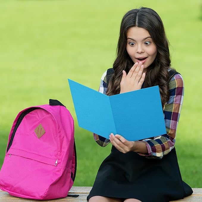 HABGP Two Pocket Folders, 100 Pack 2 Pocket Folders Fit Letter Size Paper, Colored Paper File Folders with Pockets for School Office Home Business (5 Colors)