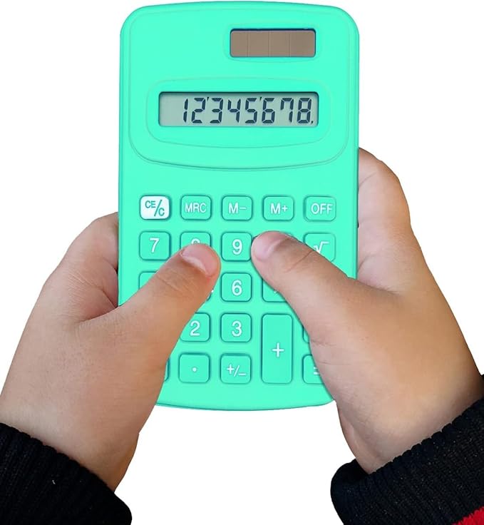 Basic Calculator Dual Power 8 Digit Silicone Button Desktop Calculator (A, Set of 24)