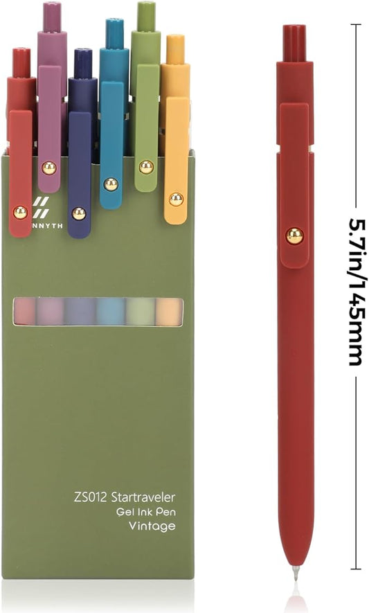 Ddaowanx Gel Pens, 12 Pcs 0.5mm Quick Dry Black Ink Pens Fine Point Smooth Writing Pens, Cute Office School Supplies Gifts for Women (12 Pcs Vintage-Black Ink)