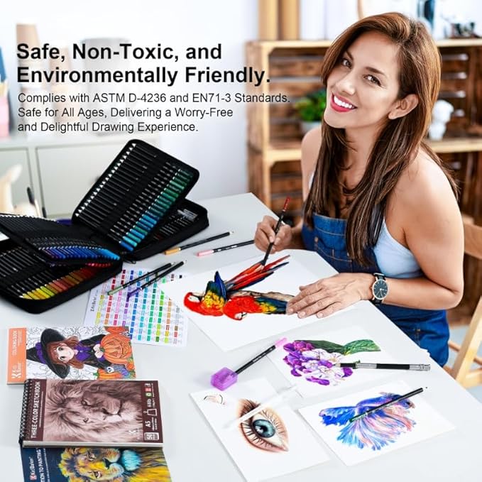 147 PCS Colored Pencils for Adult Coloring Books – 120 Colored Pencils, 3-Color Sketchbook, Coloring Book, Tools, Soft Core Oil Based,Blending Shading,Art Supplies for Beginners & Adults