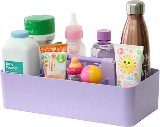 -Large Portable Caddy, DIY Dividers, 8 Compartments, Portable Basket with Handle Storage Organizer Modern Made in USA (4 PACK, Lavender)