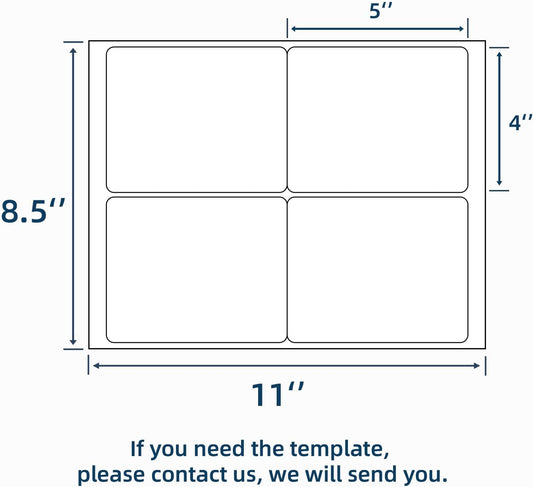 100 Sheets 400 Pcs 4"x5" 4 Up Shipping Address Labels for Laser & Inkjet Printers, Permanent Adhesive 4 per Page Shipping Labels, 4 to a Page Labels, 4 Stickers per Sheet