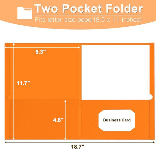 Folders with Pockets, LAYZZ 60 Pack Paper Pocket Folders, 2 Pocket Folders Fits Letter Size Paper, for School Office and Home (Orange)