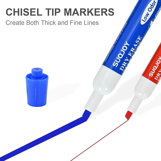 Dry Erase Markers, Chisel Tip Whiteboard Marker, Low Odor Thick Dry Markers, 36 Bulk 4 Assorted Color Markers for Kids/Teacher