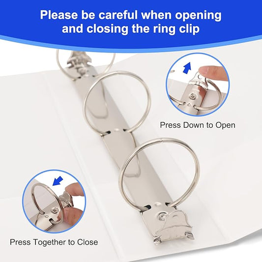 COMIX Sturdy 3 Ring Binder 2 inch with Clear View Cover, 2" Round Ring View Binder, PVC-Free, 450 Sheets Capacity of US Letter Size Paper, Office & School Supplies, Pack of 6 (White)