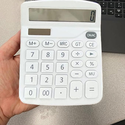 YOUHO Solar Battery Dual Power Standard Function Electronic Calculator with Large LCD Display - White